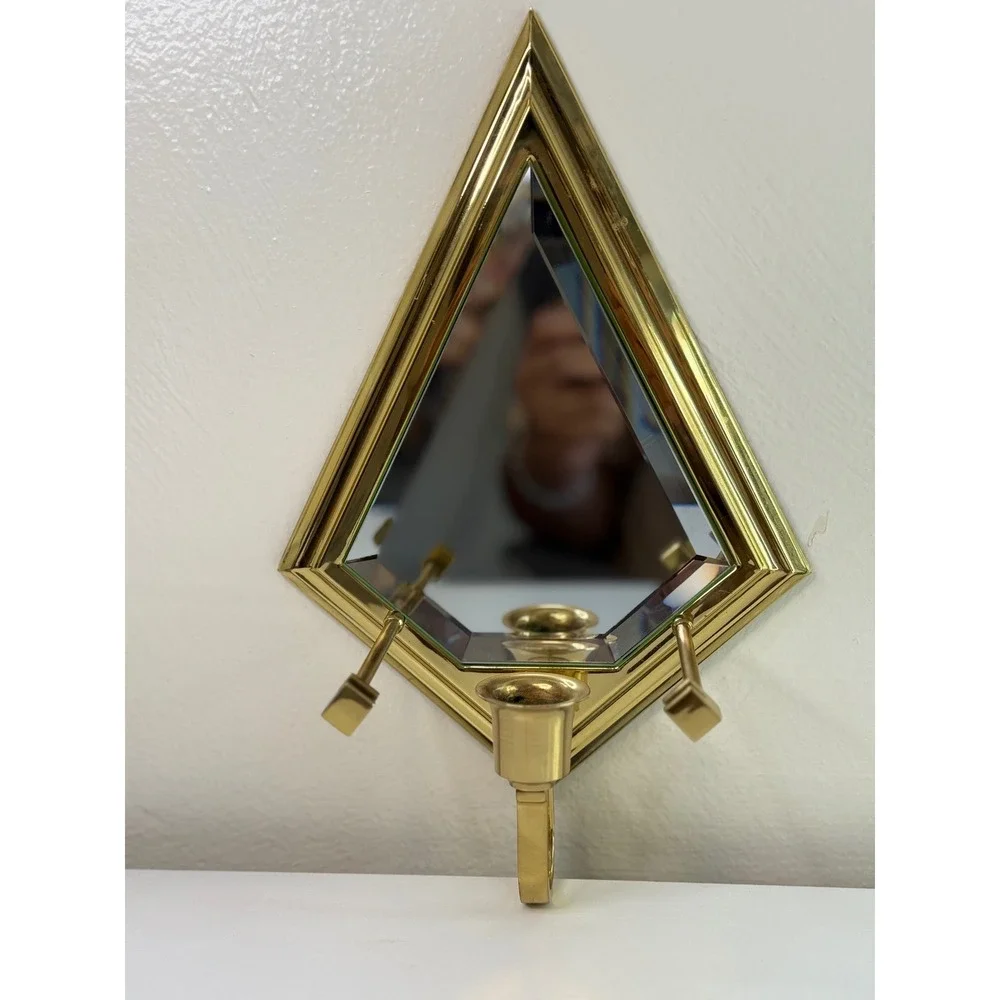 Vintage PartyLite Infinity Brass Mirrored Wall Candle Sconce
